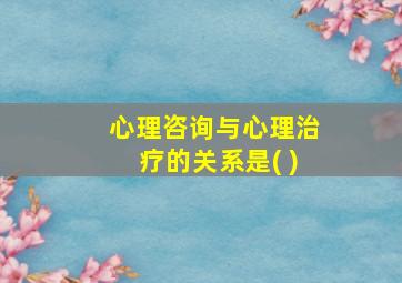 心理咨询与心理治疗的关系是( )